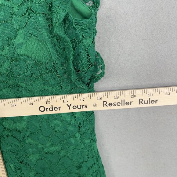 Ralph Lauren Dress Womens 14 Green Lace Flutter Sleeve Party Floral Romantic LRL - Picture 11 of 14